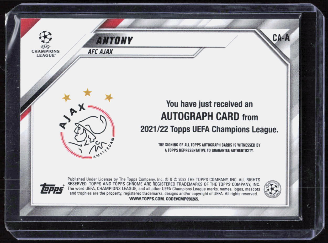 2021-22 Topps Chrome Antony Auto Autograph CA-A Champions League