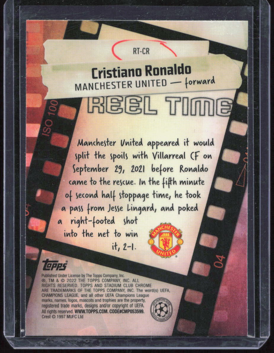 CRISTIANO RONALDO SILVER REFRACTOR HOLO 2021-22 Stadium Club Chrome Reel Time