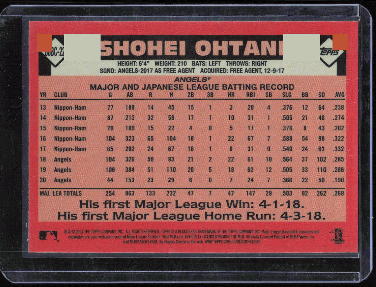 Topps Chrome Mojo Shohei Ohtani 35th Anniversary Silver Pack #86BC-22