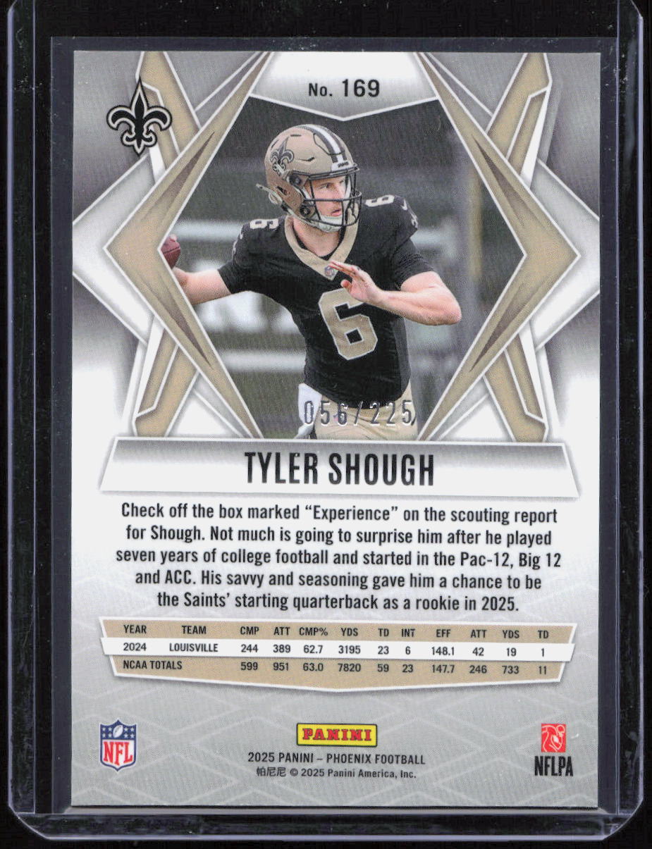 Panini 2025 Phoenix Tyler Shough Rookie #169 Saints Teal Pyramids /225