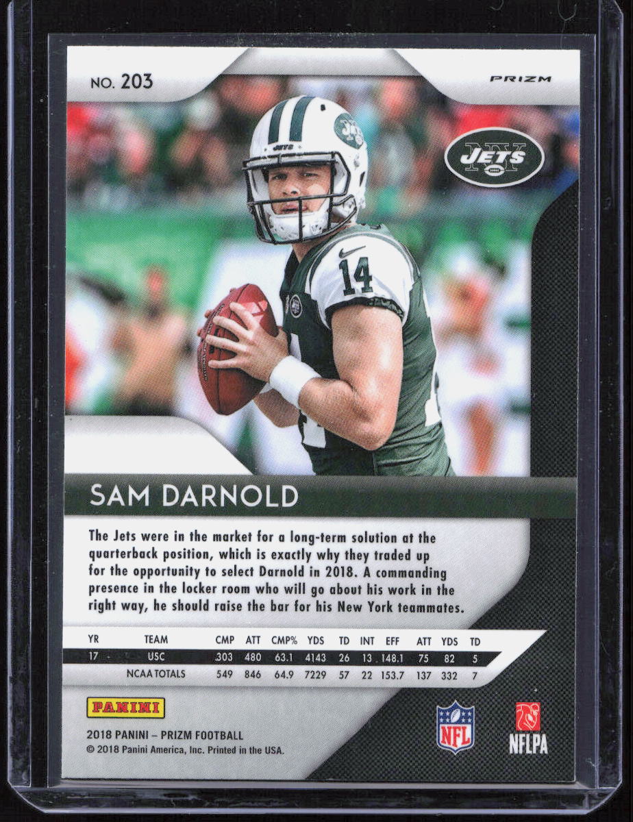 2018 Panini Prizm Sam Darnold RC Red White and Blue Rookie #203 Jets