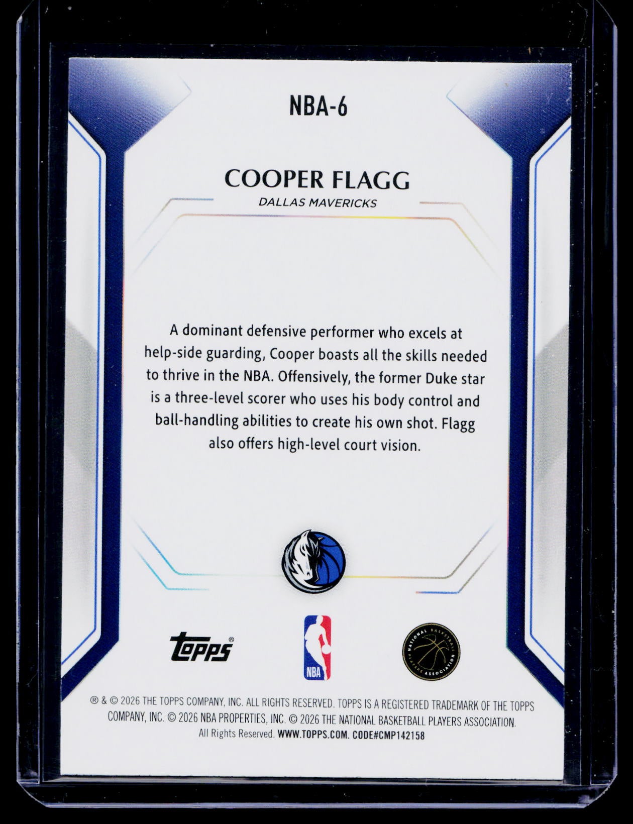 COOPER FLAGG Rookie 2026 Topps Collectors Kit Exclusive Rainbow Foil #NBA-6