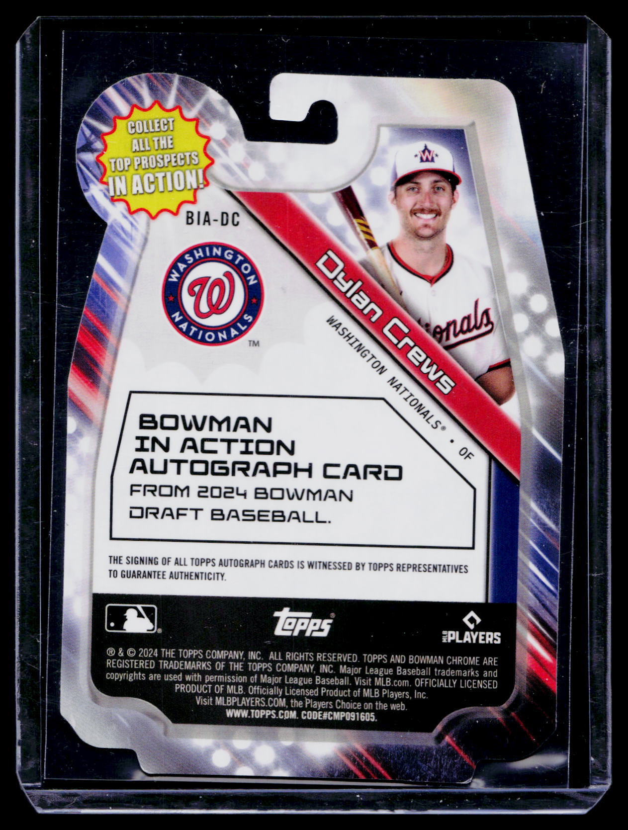Dylan Crews 2024 Bowman Draft Chrome In Action Refractor Auto /99 Nationals