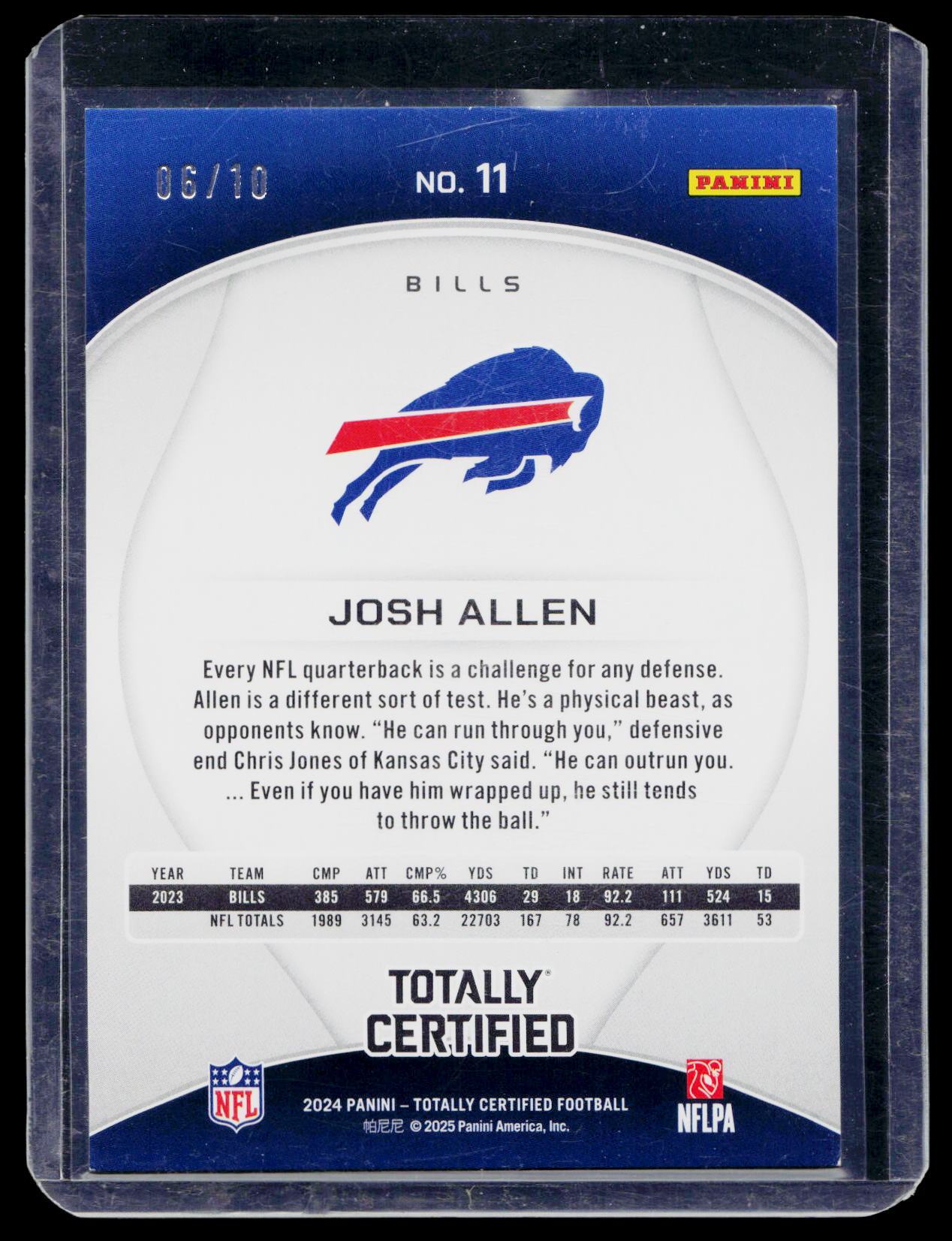 2024 Panini Totally Certified Josh Allen Gold #11 SP Buffalo Bills /10