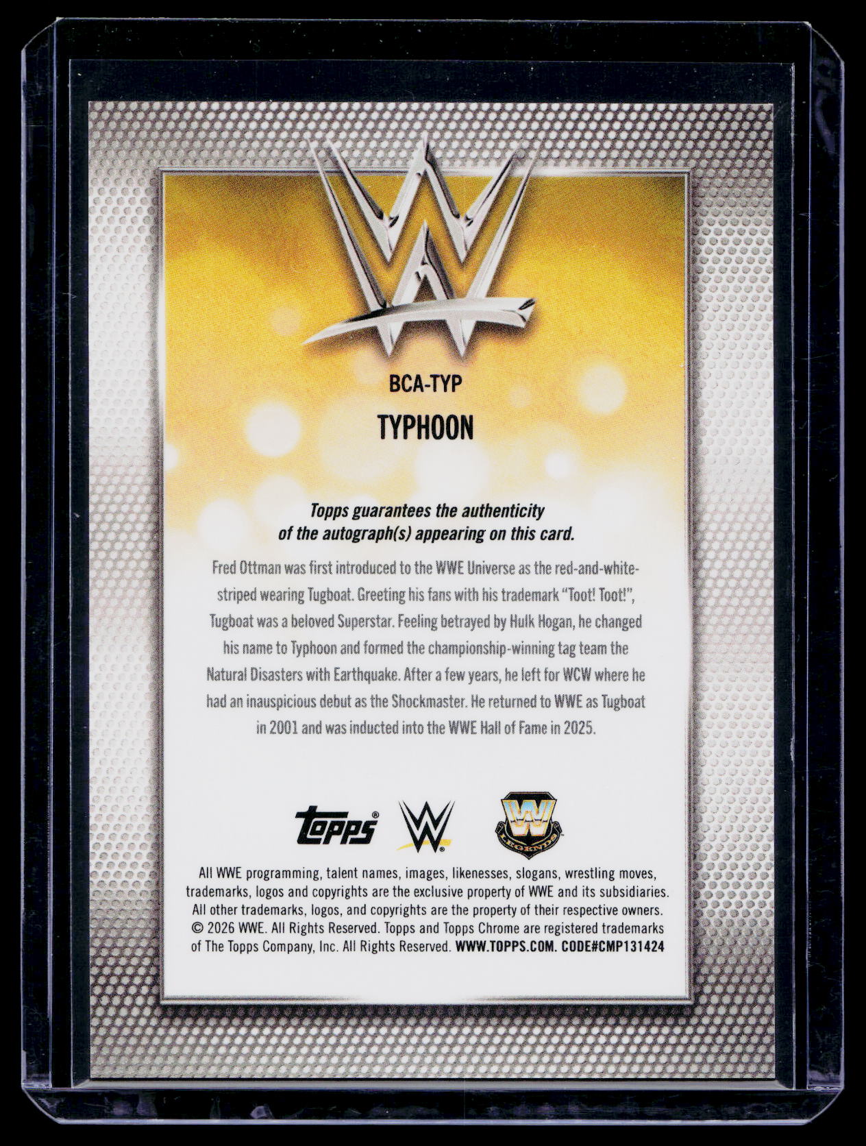 Typhoon 2026 Topps Chrome WWE Blue Refractor Auto #/150