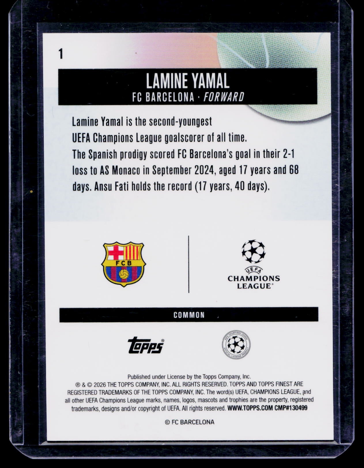 2025-26 Topps Finest UEFA Lamine Yamal Purple Checkerboard /150 - Barcelona