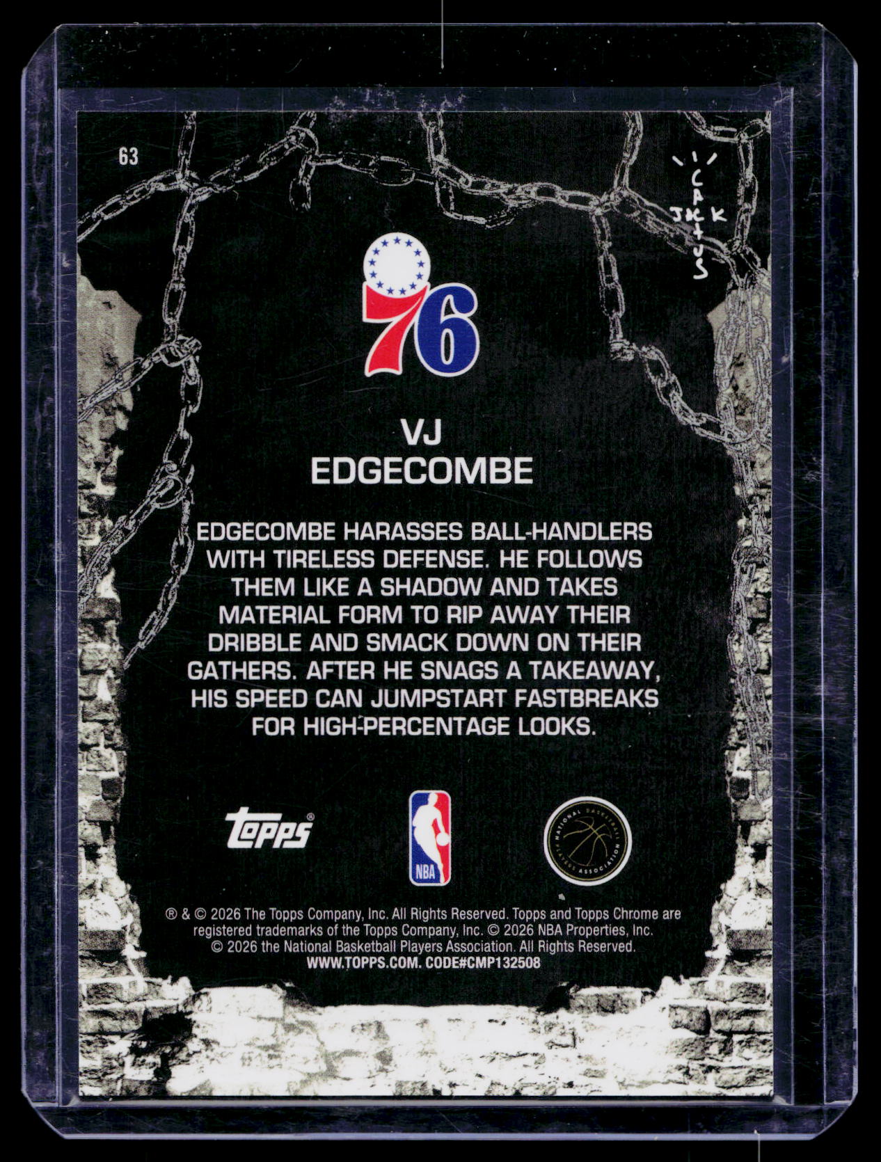 2025-26 Topps Chrome Cactus Jack /299 NBA - VJ Edgecombe #63 (RC)