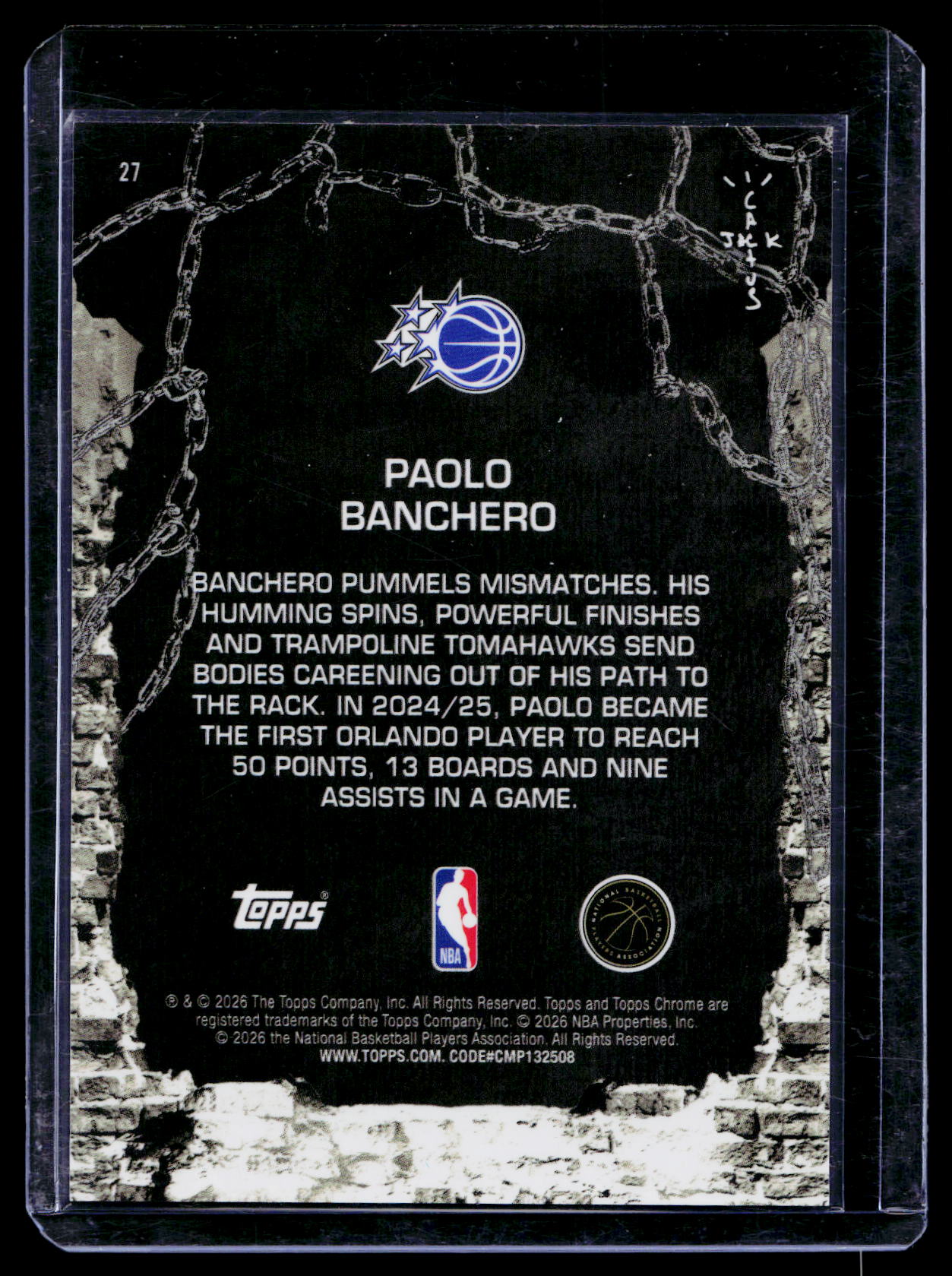 2025-26 Topps Chrome Cactus Jack- Paolo Banchero Pink Refractor/250