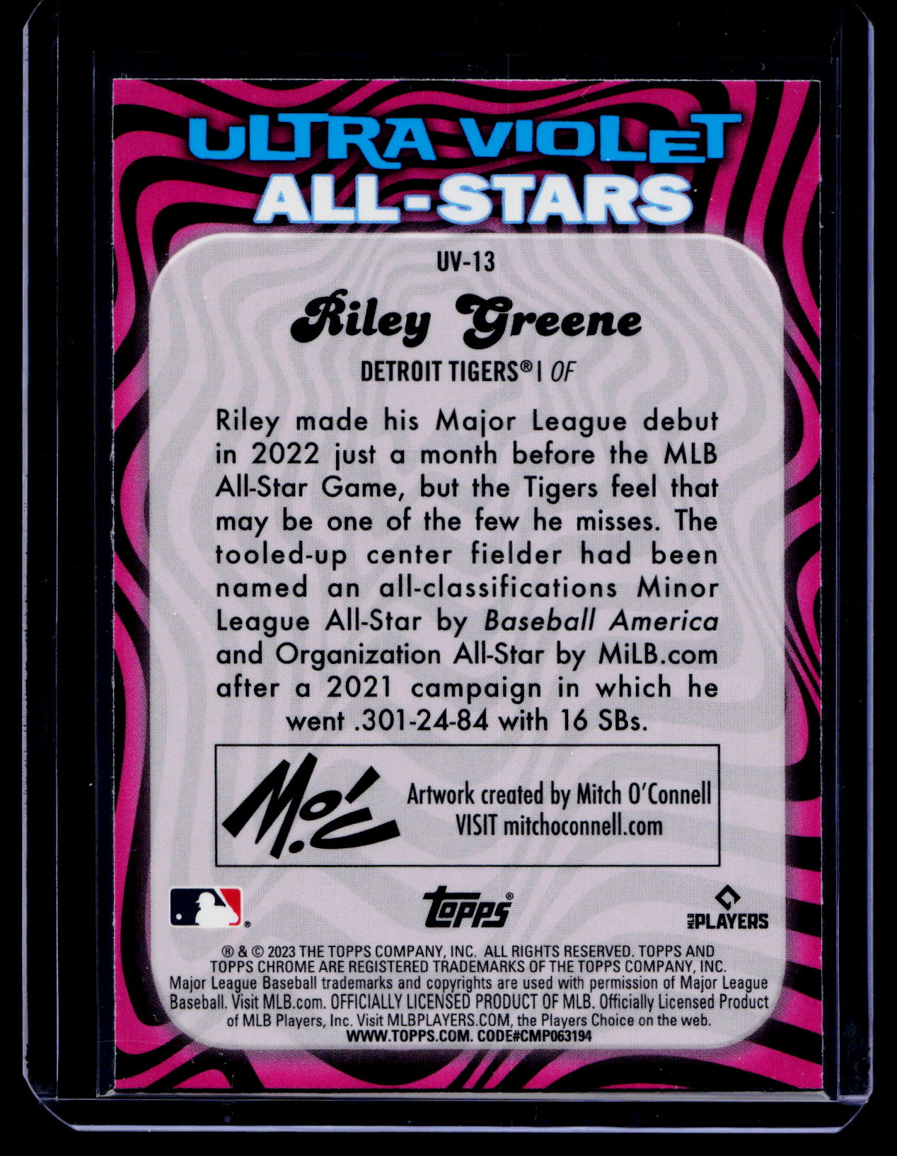 2023 Topps Chrome Ultra Violet All Stars #UV13 Riley Greene ROOKIE RC TIGERS