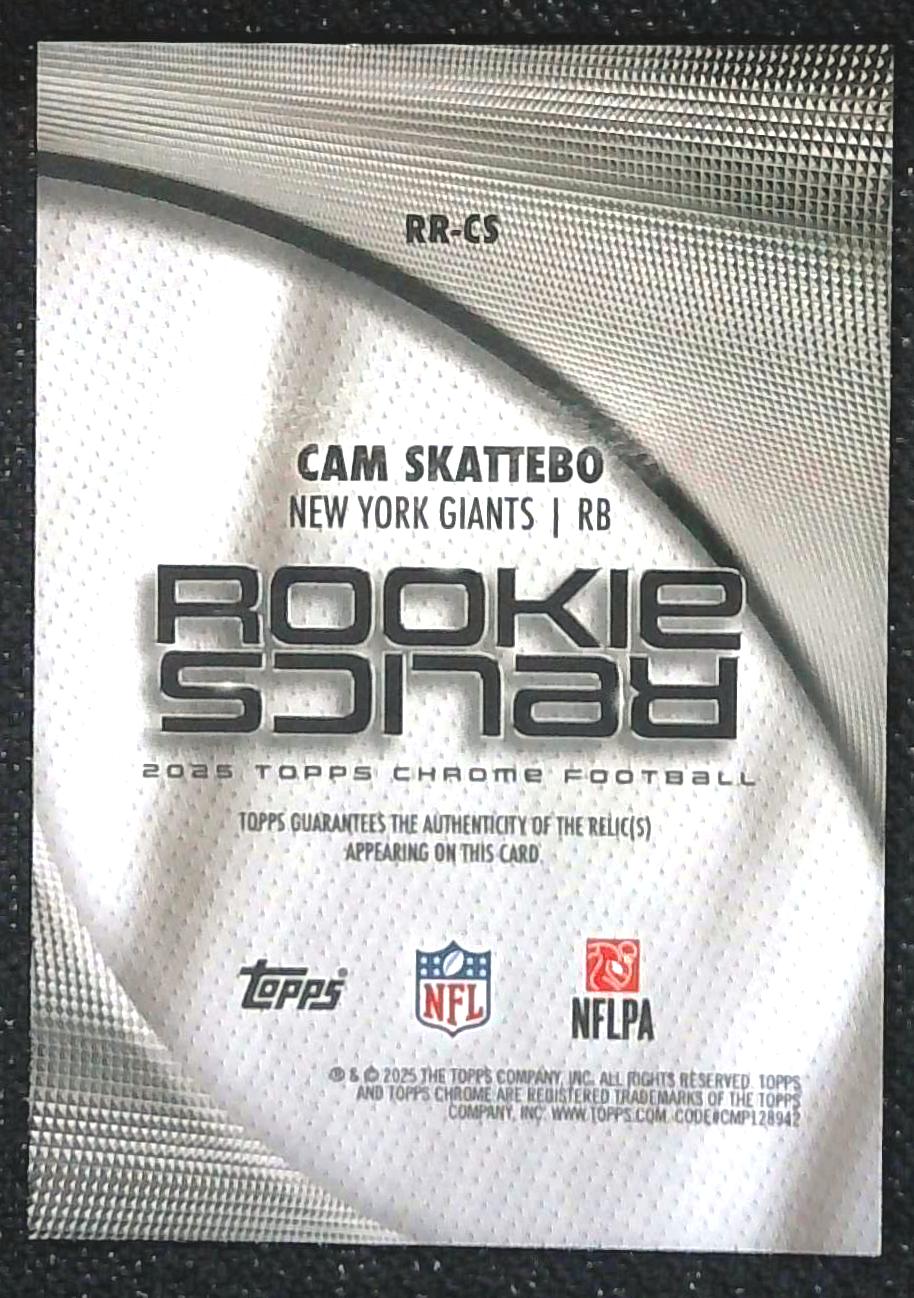 2025 Topps Chrome Rookie Relics Cam Skattebo