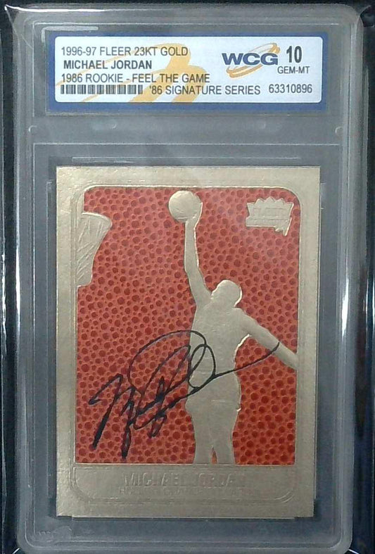 1996-97 Fleer 23KT Gold M. Jordan 1986 Rookie - Feel the Game '86 Sign S WCG 10