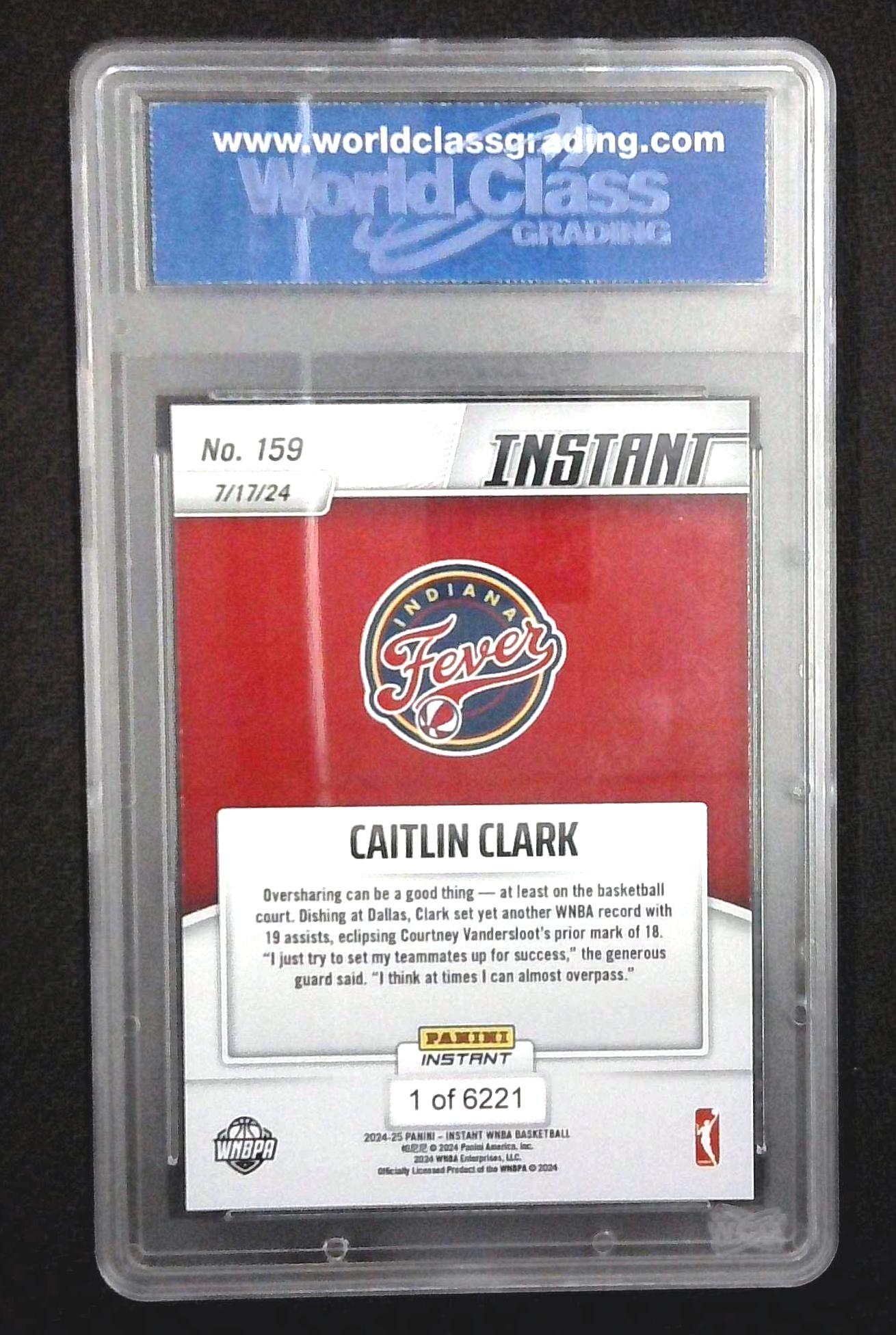 2024 Panini Instant WNBA Basketball Caitlin Clark RC #159 /6,221 WGC 10