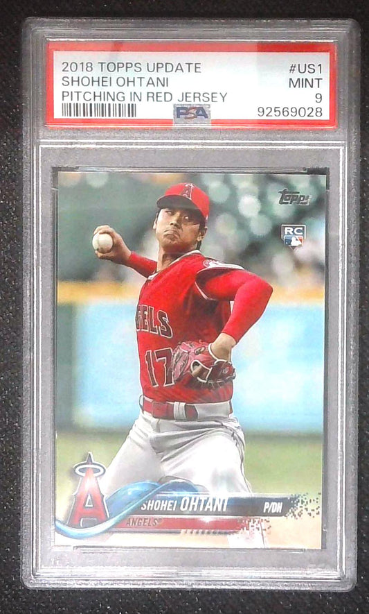2018 Topps Update Series - Shohei Ohtani #US1 Pitching Red Jersey (RC) PSA 9 MT