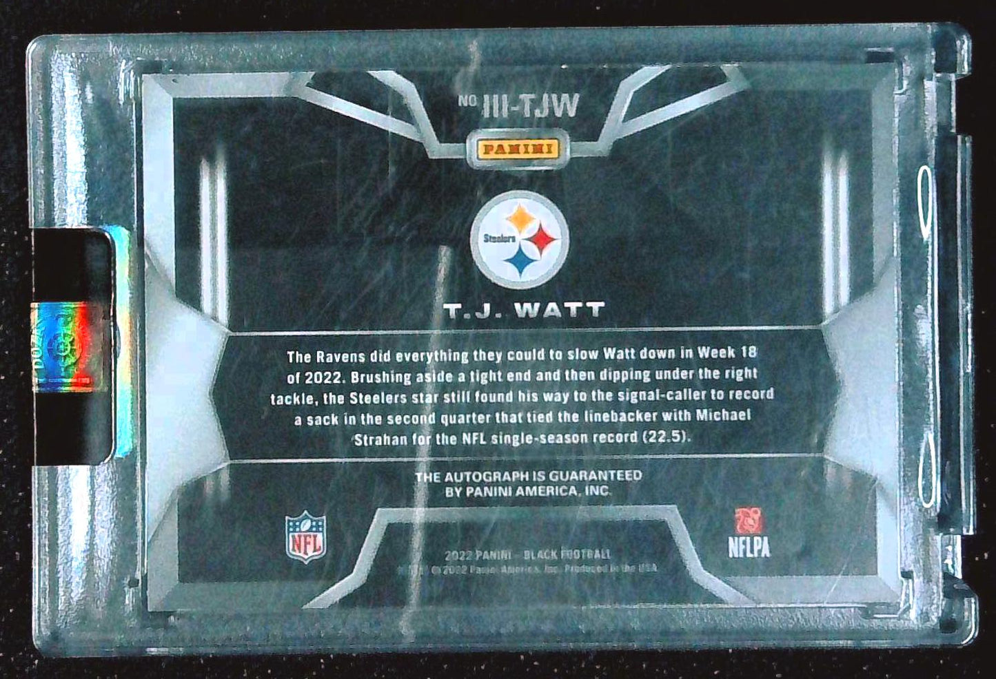 2022 Panini Black Football T.J. Watt Auto /10