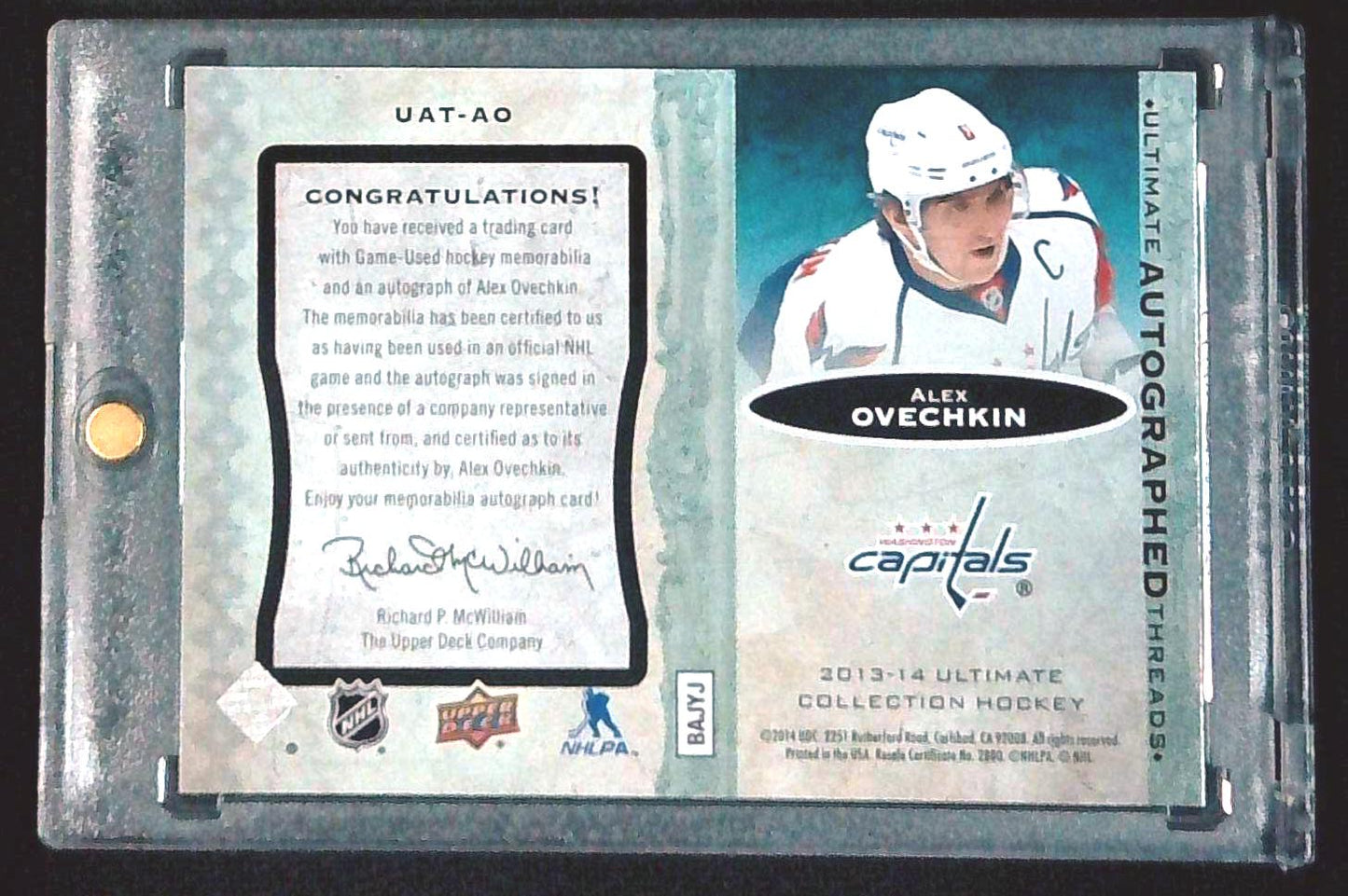 2013-14 UD Ultimate Collection Alex Ovechkin Threads Patch Auto /25