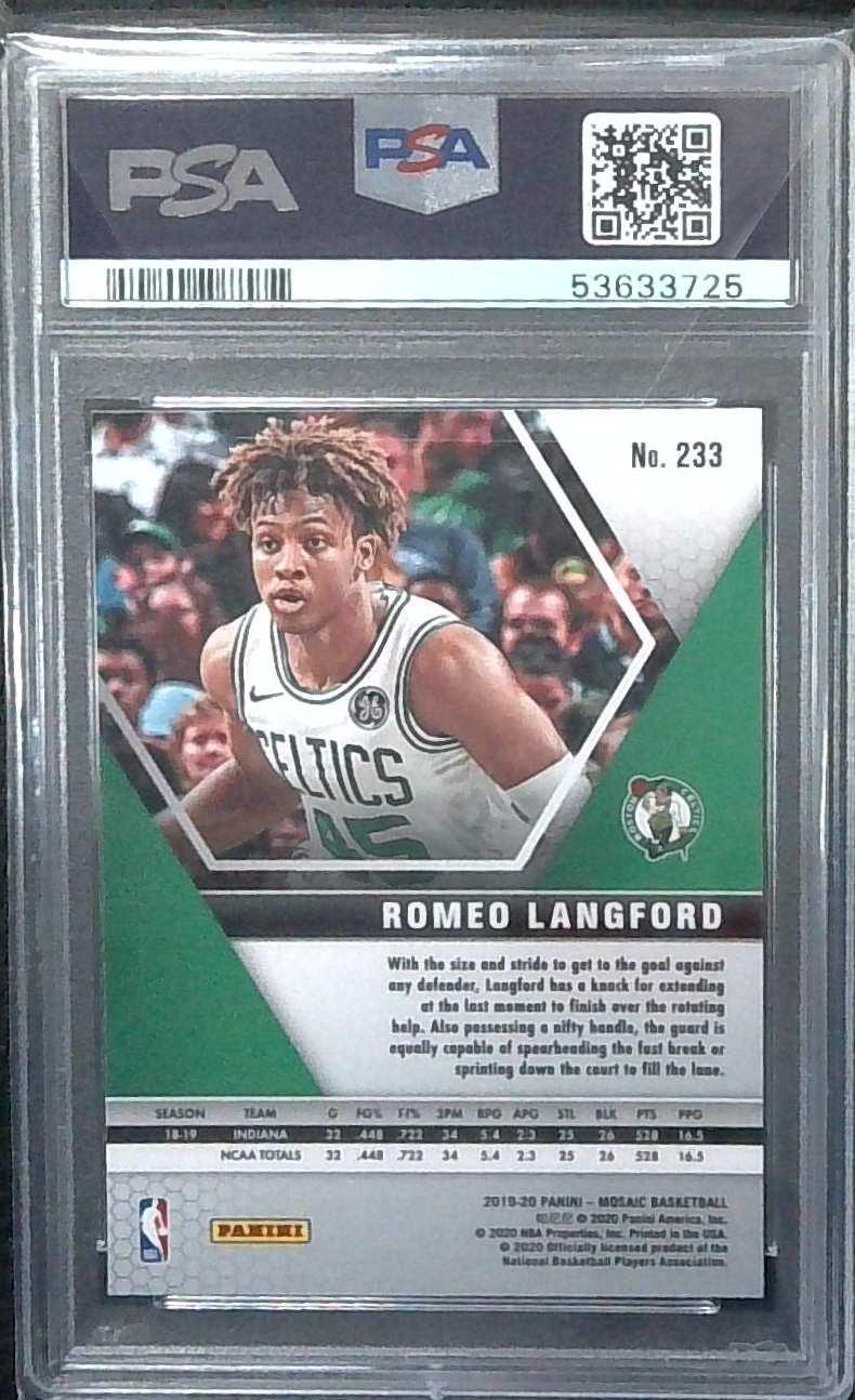 2019-20 Panini Mosaic Silver Prizm #233 Romeo Langford Celtics RC Rookie PSA 9