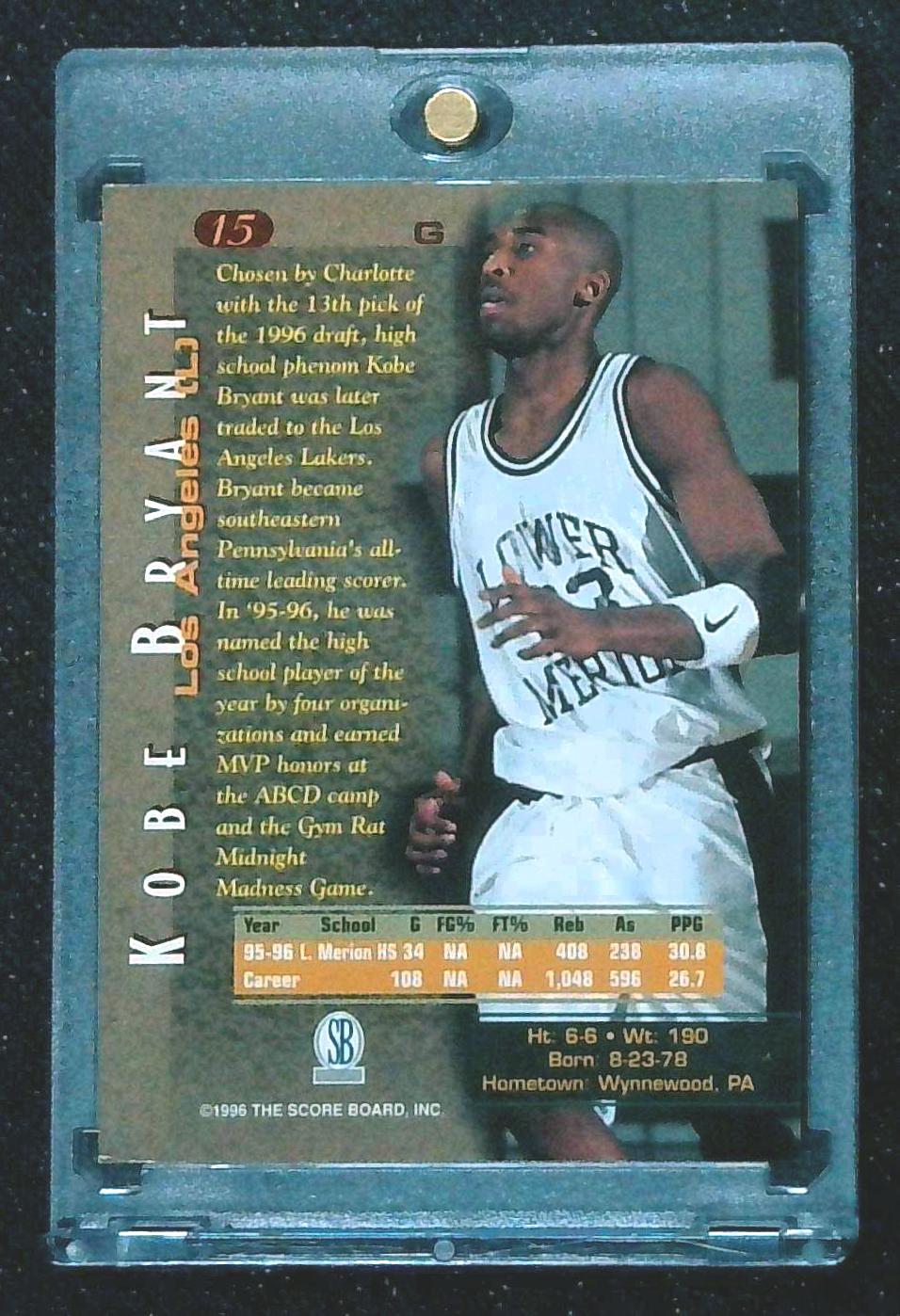 1996-97 Score Board Autographed Kobe Bryant Rookie #15