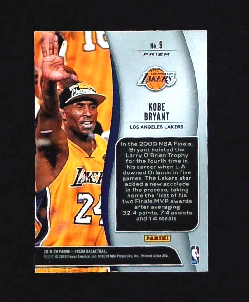 2019-20 Panini Prizm NBA Finalist Green Prizm Kobe Bryant Card #9