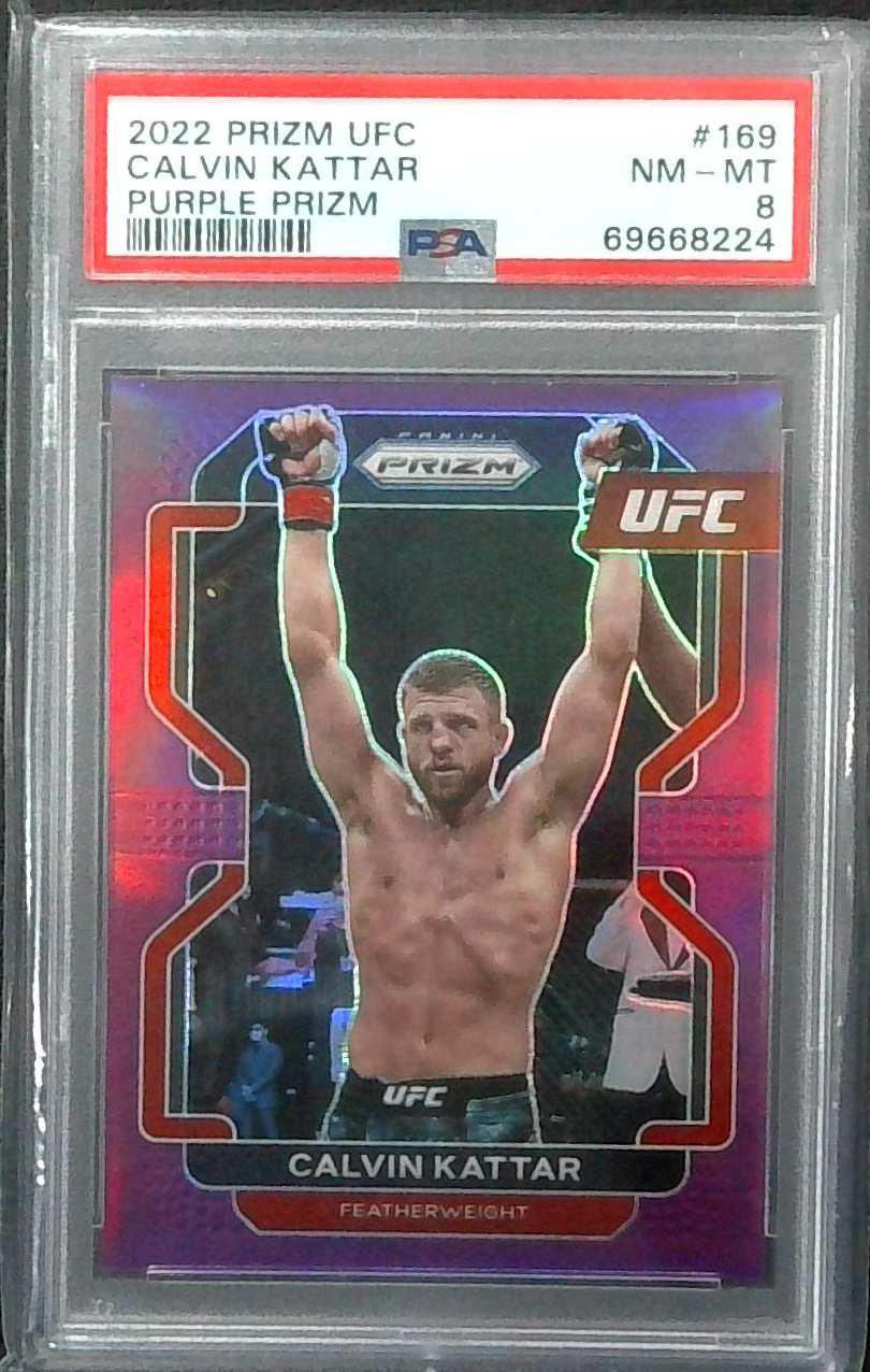 2022 Prizm UFC Calvin Kattar Purple /149 PSA 8