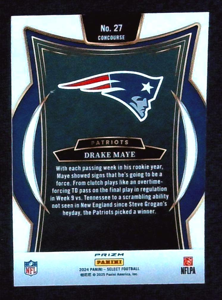 2024 PANINI SELECT DRAKE MAYE #27 ROOKIE BLACK & RED SHOCK PRIZMS SP PATRIOTS RC