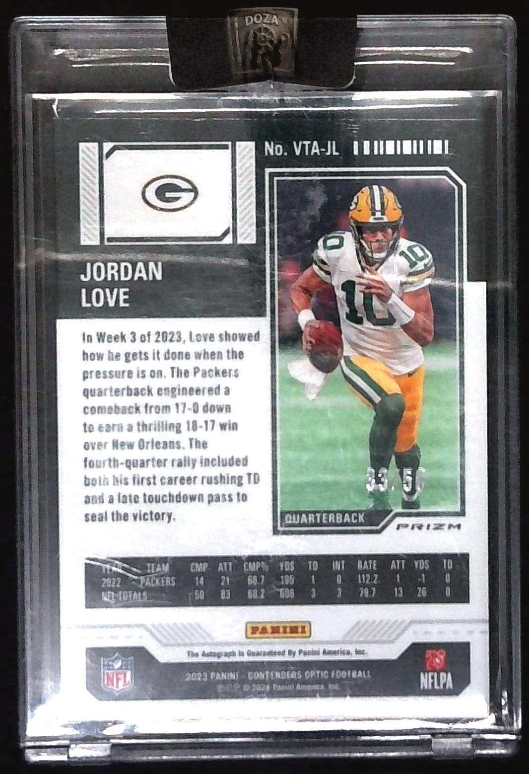 2023 Contenders Optic Jordan Love Veteran Ticket Auto /50
