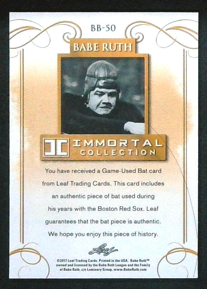 2017 Leaf Immortal Collection Babe Ruth Game Used Boston Bat /10