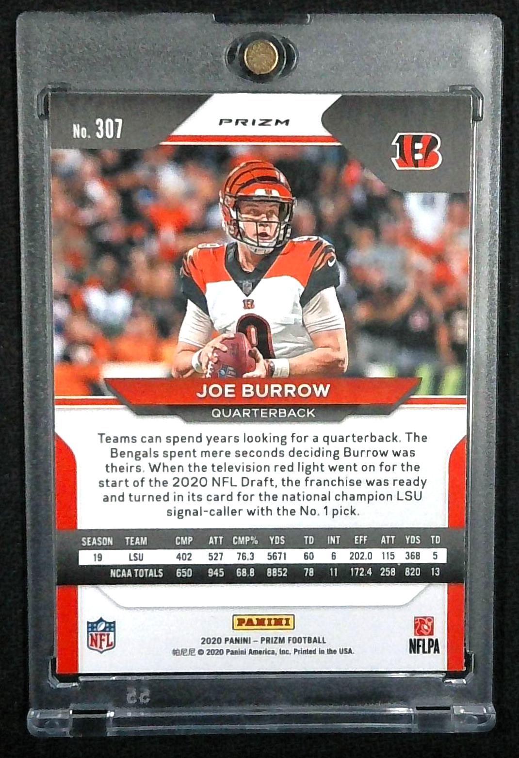 2020 JOE BURROW ROOKIE - Panini Prizm Red, White & Blue #307 (RC)