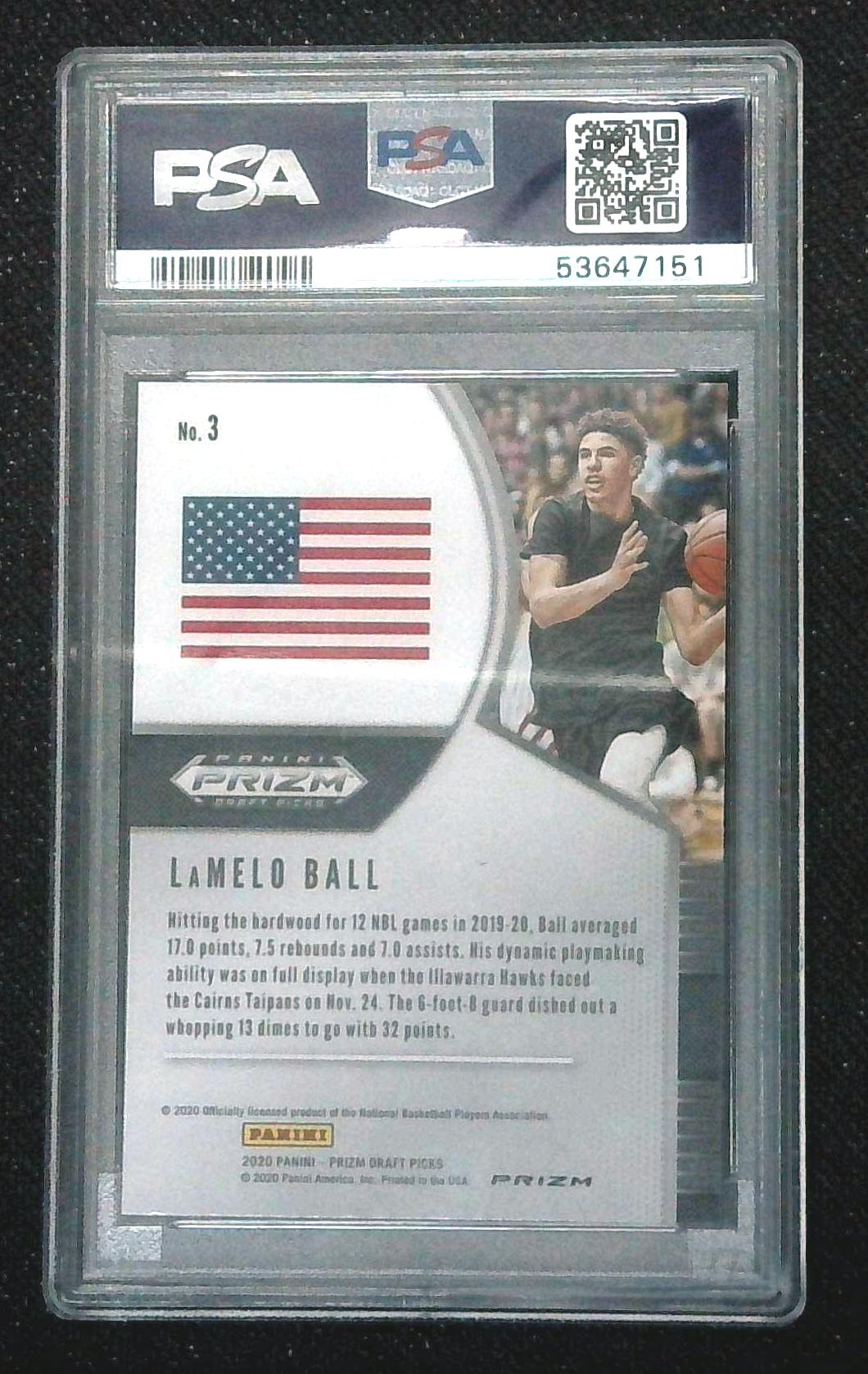 2020 Prizm Draft Picks LaMelo Ball Rookie Green Prizm PSA 10