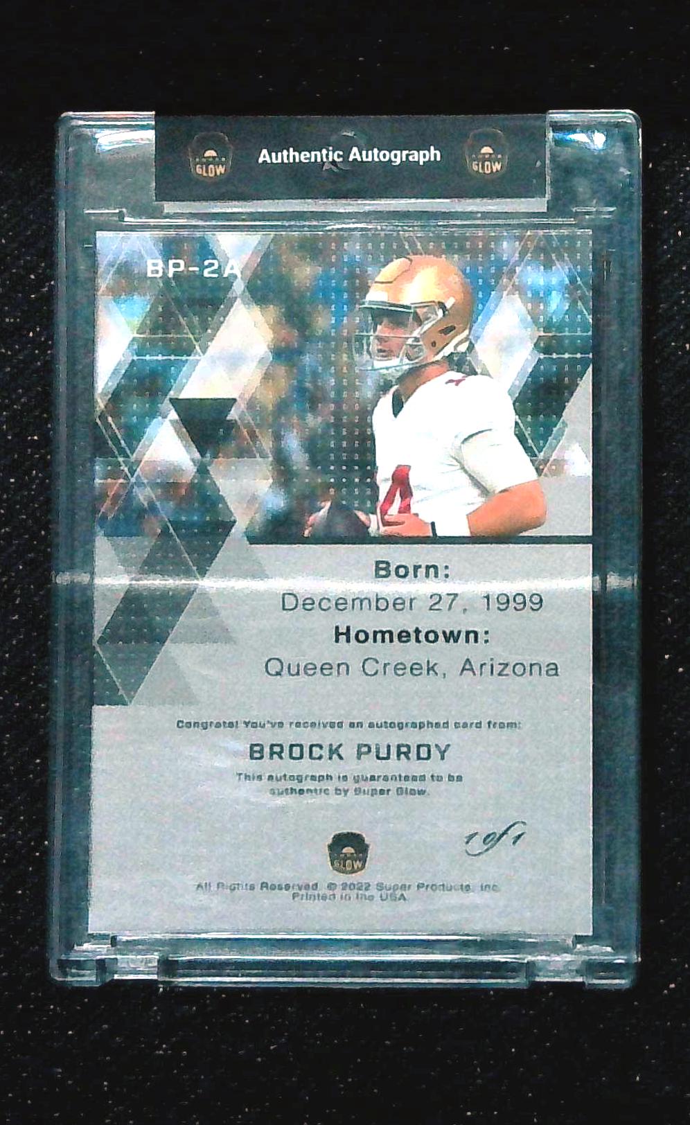 1/1 🔥 1st EVER 2022 BROCK PURDY ROOKIE AUTOGRAPH GREEN RC Auto 1 of 1