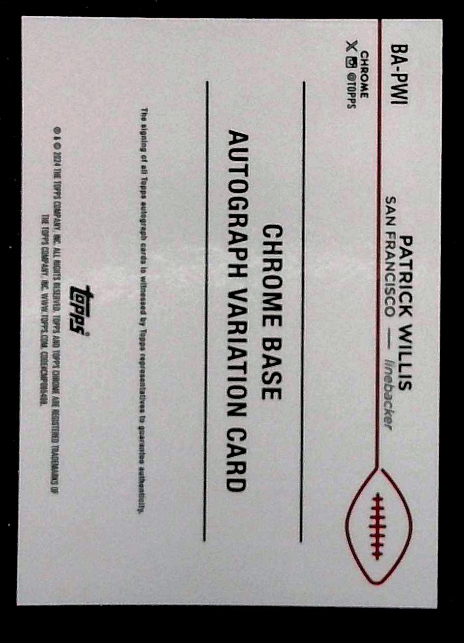 2024 Topps Chrome Patrick Willis Auto /199
