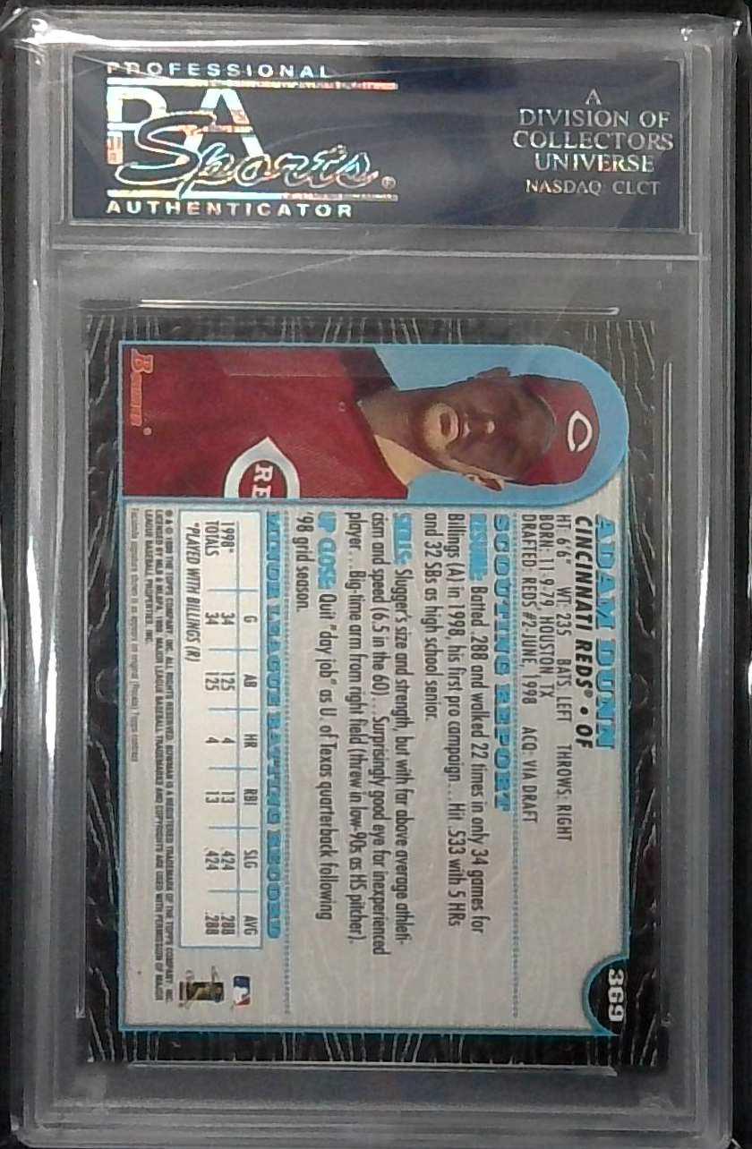 1999 Bowman Chrome #369 ADAM DUNN PSA 10 GEM MINT Rookie RC
