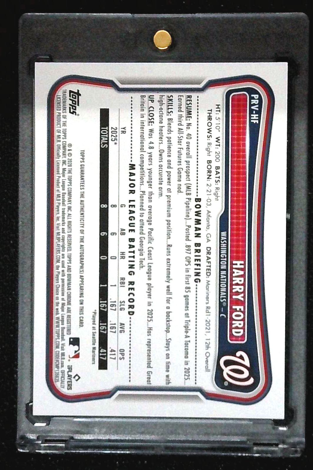 2026 Bowman Harry Ford Purple Rookie Auto /250