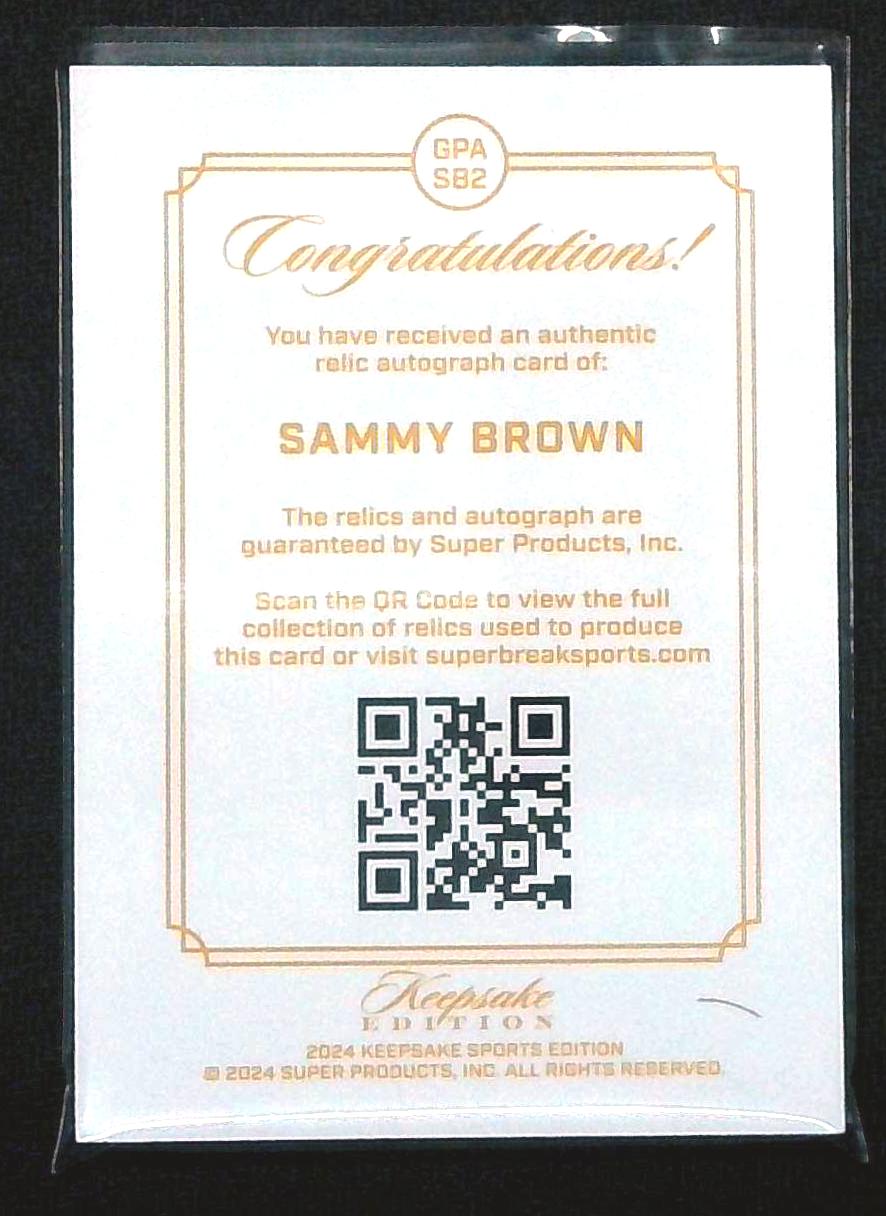 Sammy Brown 2024 Keepsake Sports Edition Gem PATCH RC JSY AUTO #'d /99 Clemson