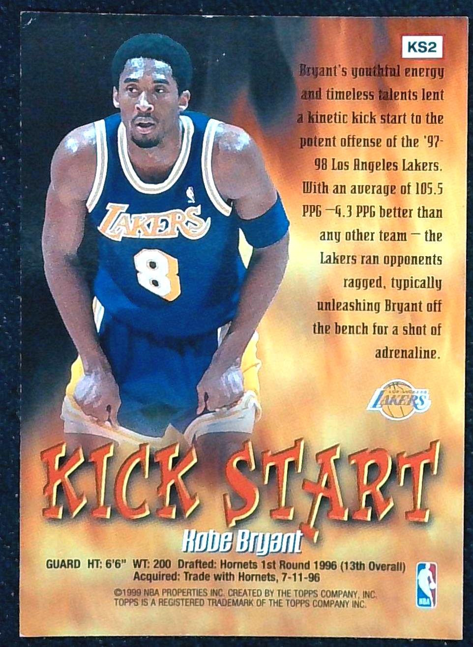 1998-99 Topps KOBE BRYANT Kick Start #KS2 - Los Angeles Lakers