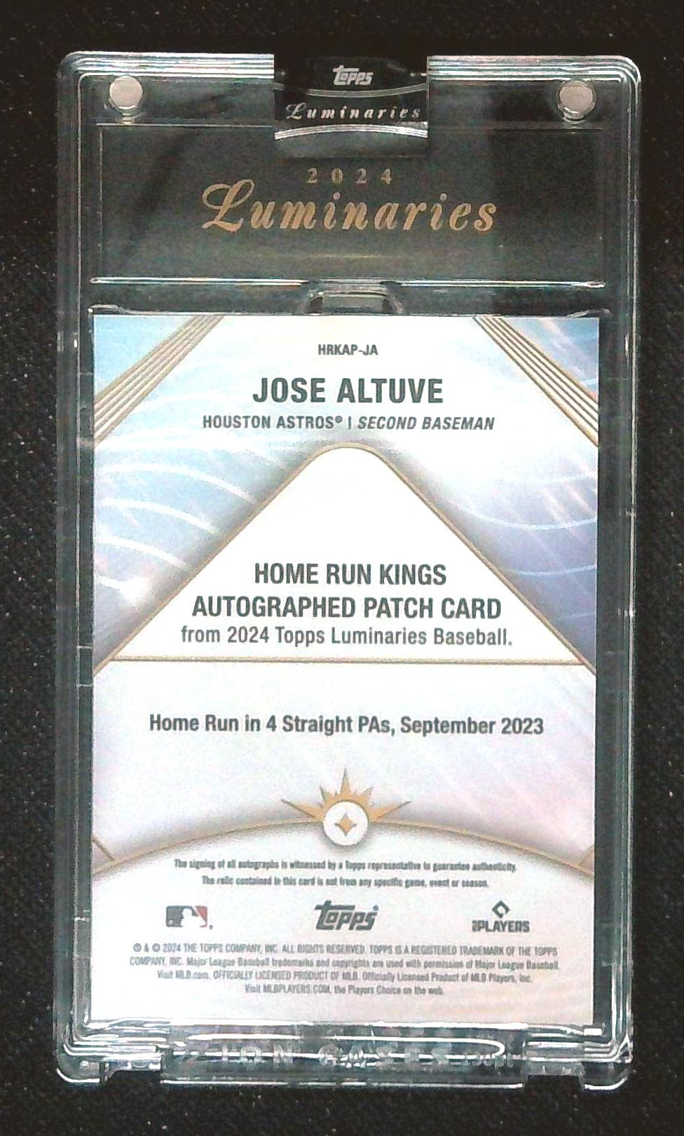 2024 Topps Luminaries 3 Color Patch Auto Jose Altuve Home Run Kings /15