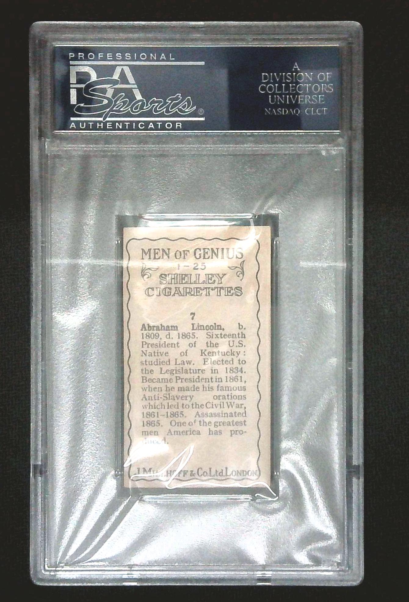 1924 J. Millhoff & Co. Abraham Lincoln Men Of Genius #7 PSA 5