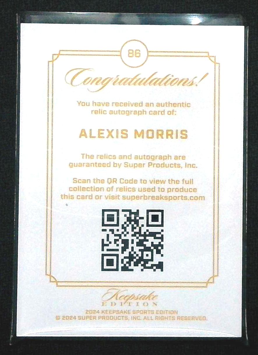 2024 Keepsake Sports #86 Alexis Morris Gem Patch AUTO /75