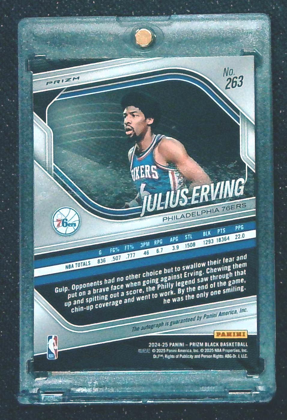 2024-25 Prizm Black Basketball #263 Julius Erving Legends Auto Silver Prizm