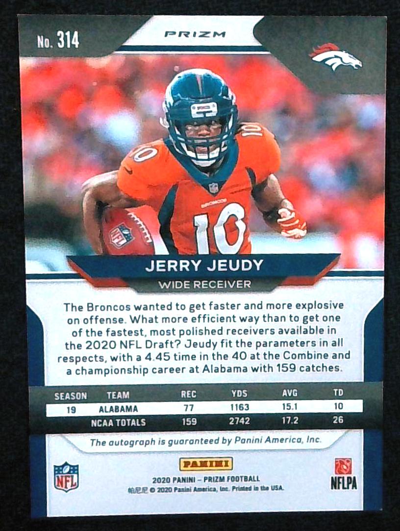 2020 Panini Prizm Silver Prizms Jerry Jeudy ROOKIE AUTO #314
