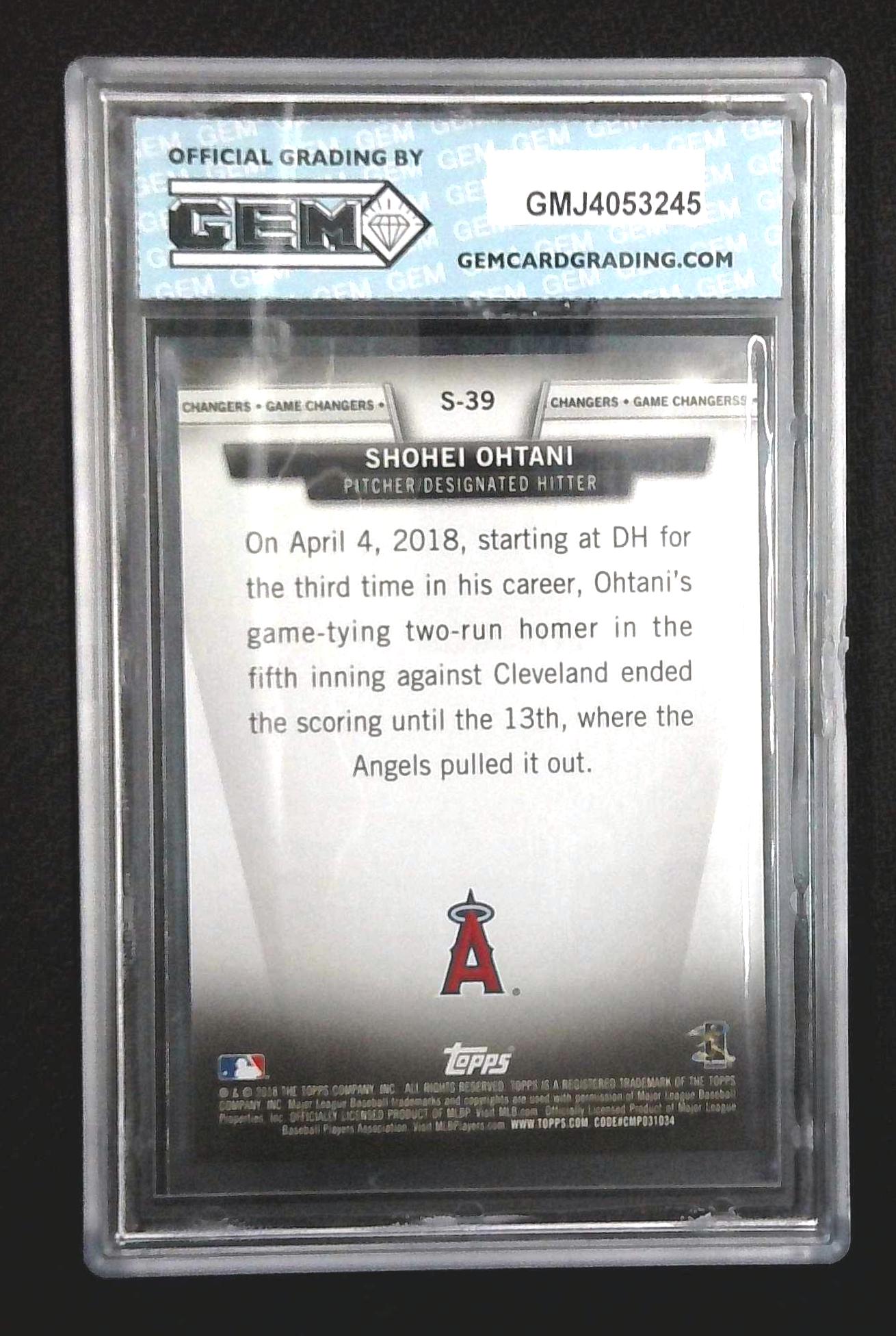 2018 Topps Update SHOHEI OHTANI RC Rookie Salute Game Changers #S-39 GEM 10