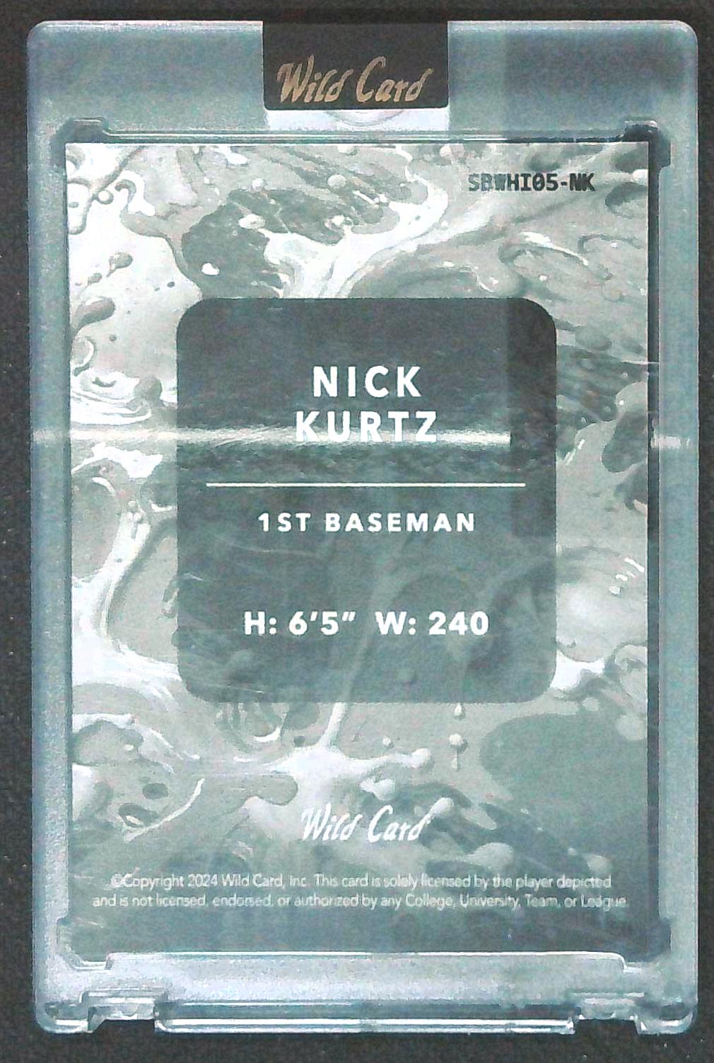 2024 Wild Card SPLAT Nick Kurtz PRC 1/1 White & Gold Athletics ROY