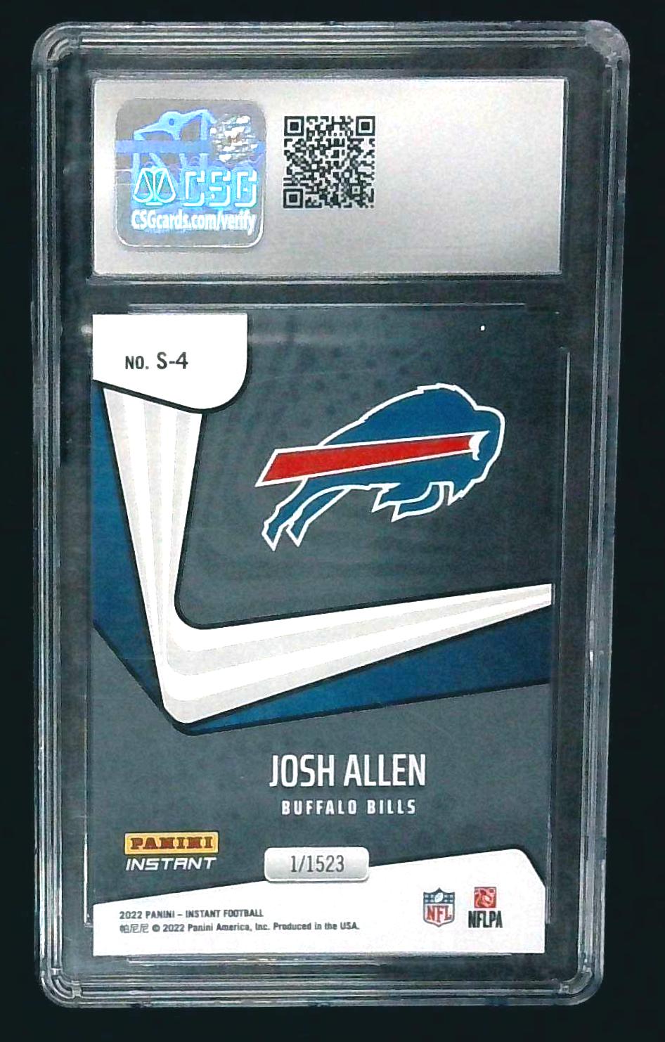 JOSH ALLEN 2022 Panini Instant #S-4, Supernova /1523, CGC 9.5, Buffalo Bills