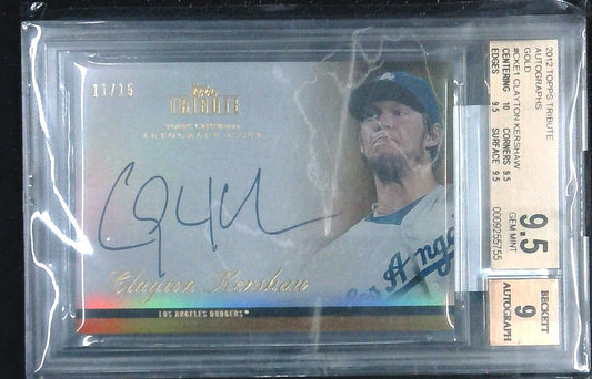 2012 Topps Tribute Clayton Kershaw On Card Auto /15 BGS 9.5