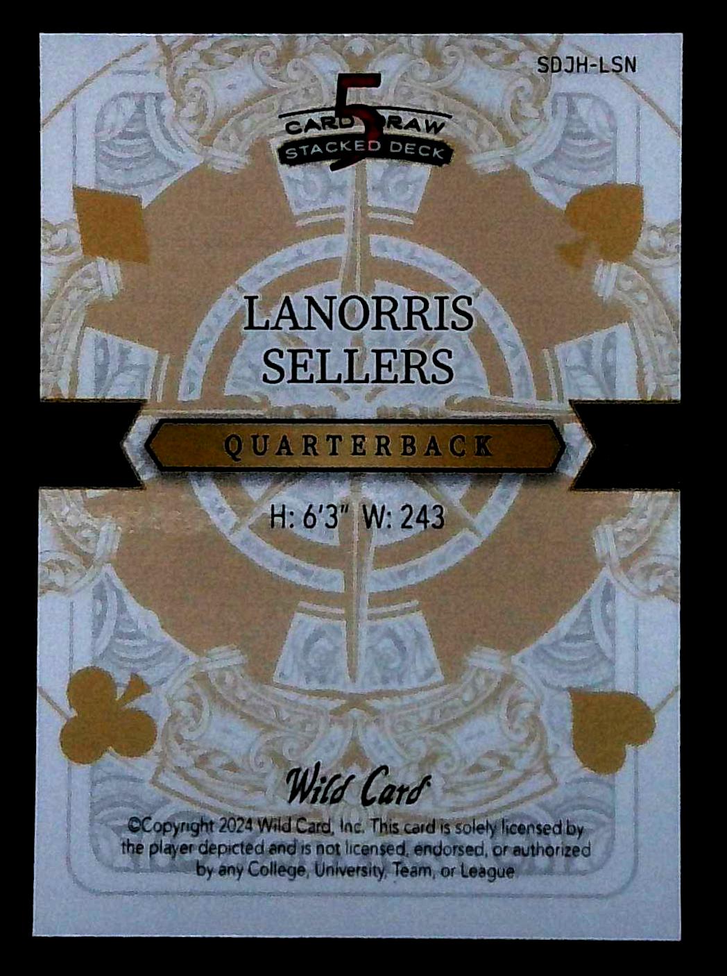 2024 Wild Card 5 Card Draw Stacked Deck 2/3 LaNorris Sellers J