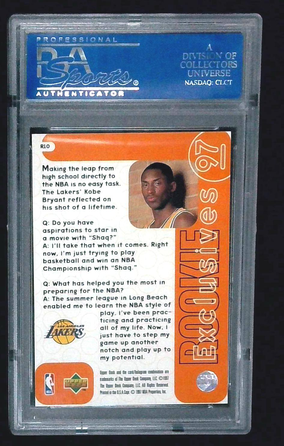 1996 Upper Deck KOBE BRYANT Rookie Exclusives #R10 PSA 9