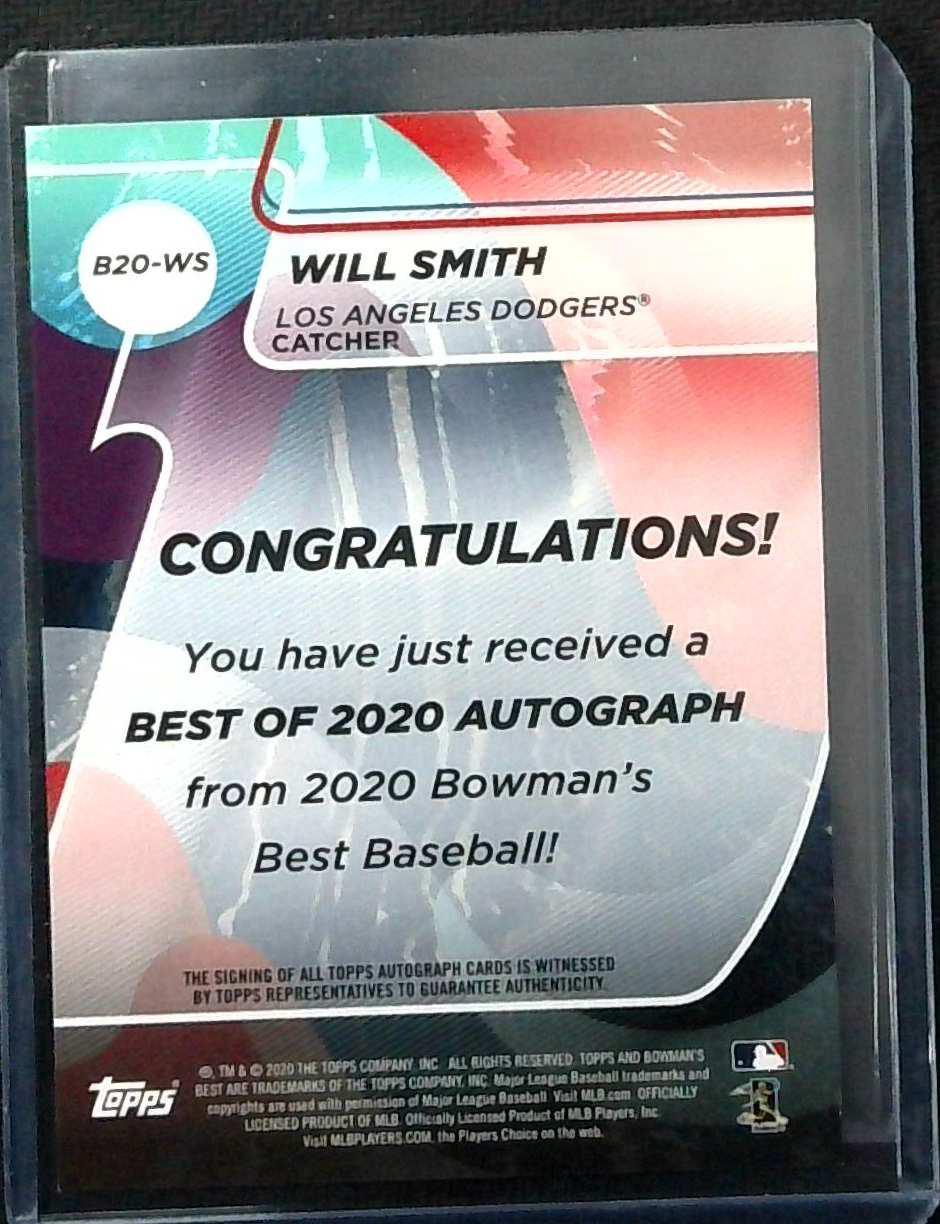 2020 Bowman’s Best Blue Auto Will Smith #'d /150 - Dodgers