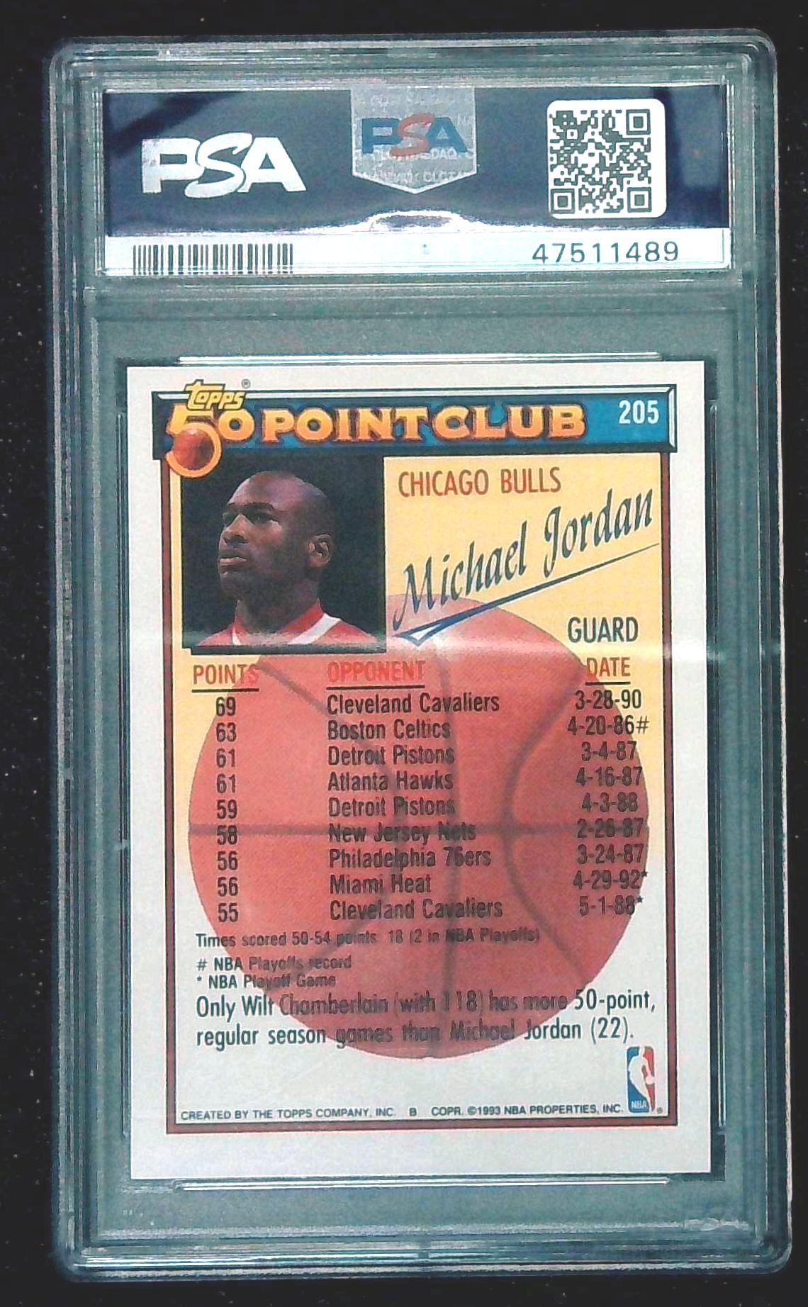 1992 TOPPS GOLD #205 MICHAEL JORDAN PSA 9