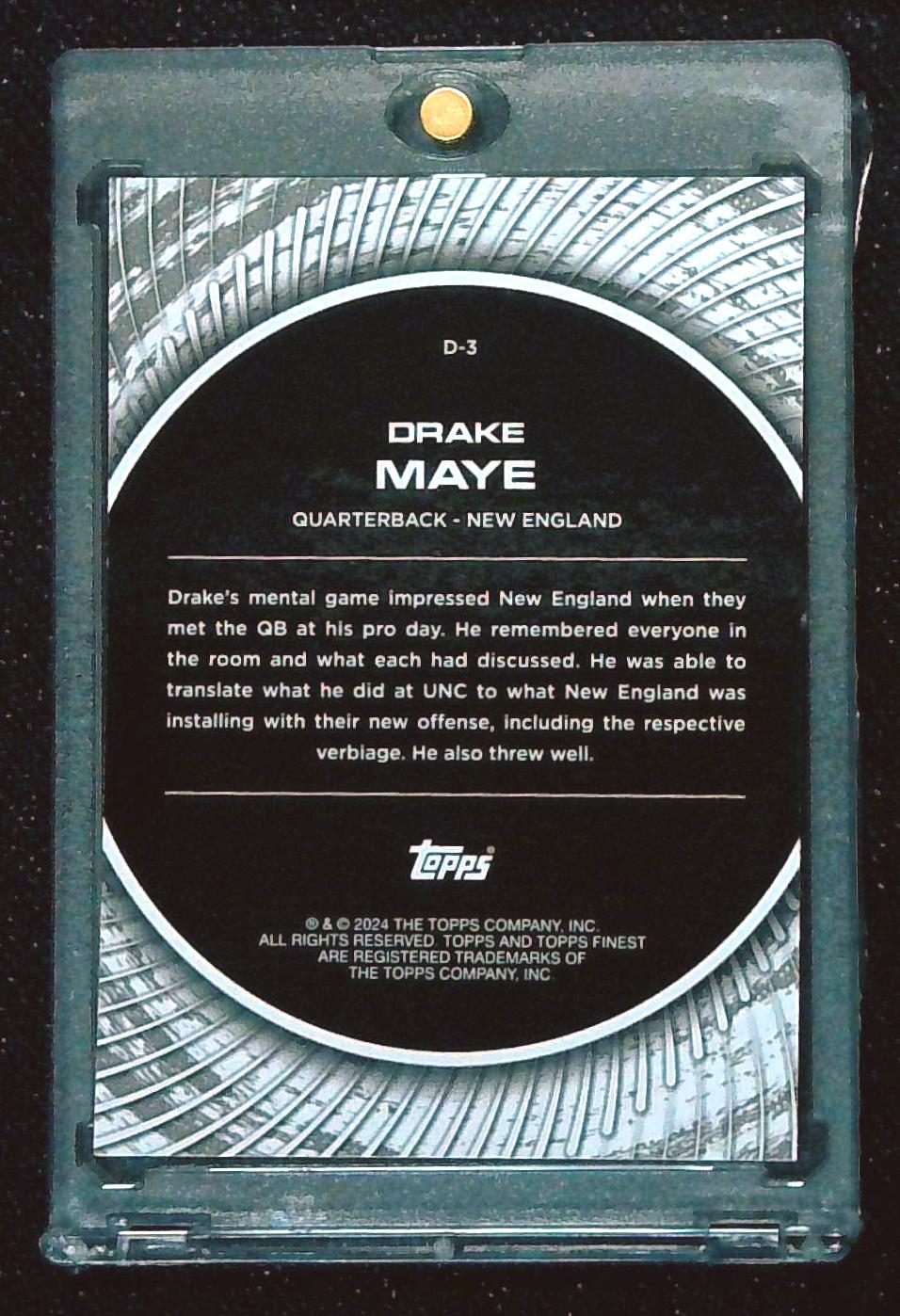 2024 Topps Finest Debuts Drake Maye Rookie