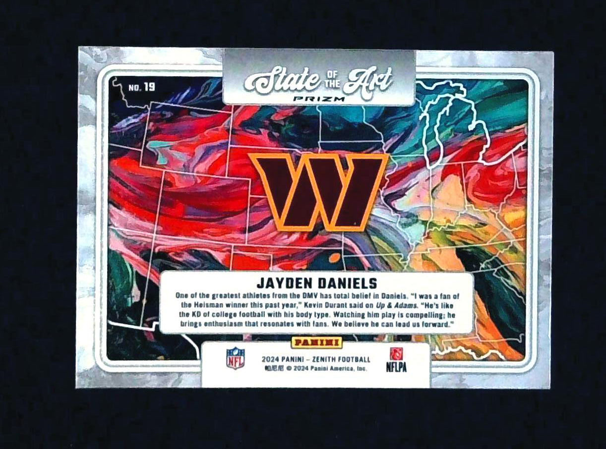 Jayden Daniels RC 2024 Panini Zenith State of the Art Orange Prizm #19