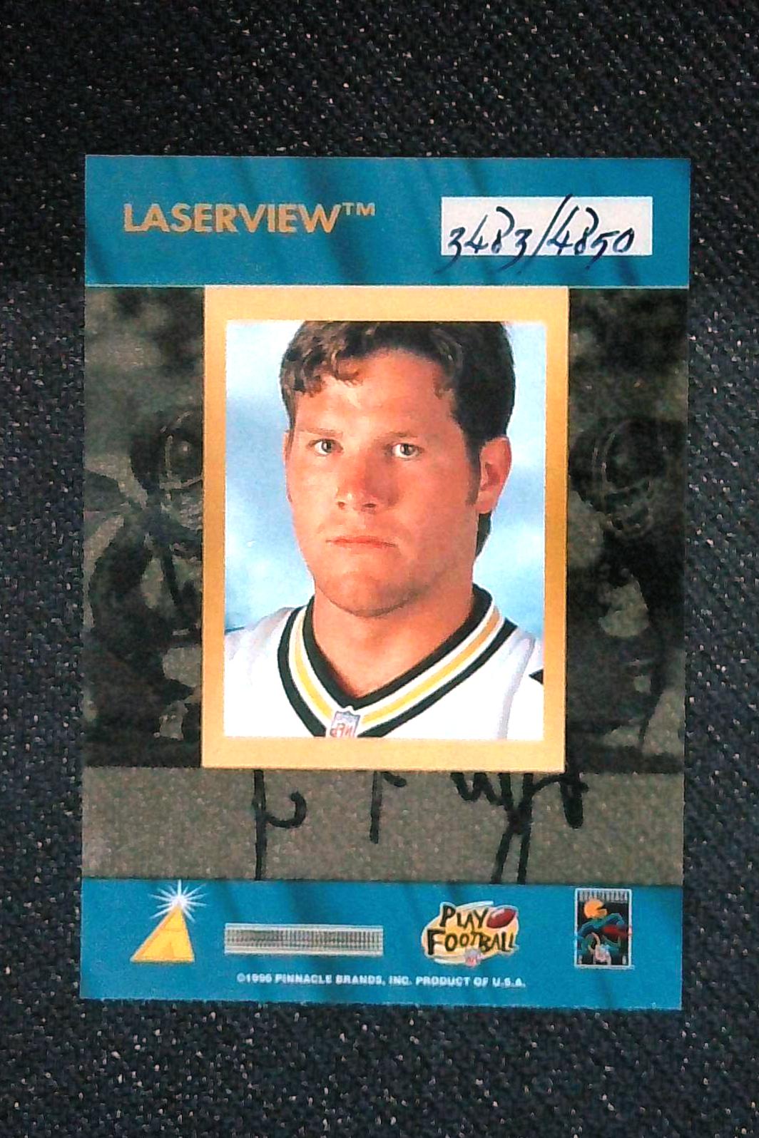1996 Pinnacle Laser View Brett Favre Laserview Inscriptions Auto #'d /4850